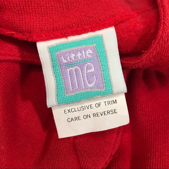 Vintage Little Me baby fleece lined cotton sweatshirt overalls red button snaps - Picture 7 of 8